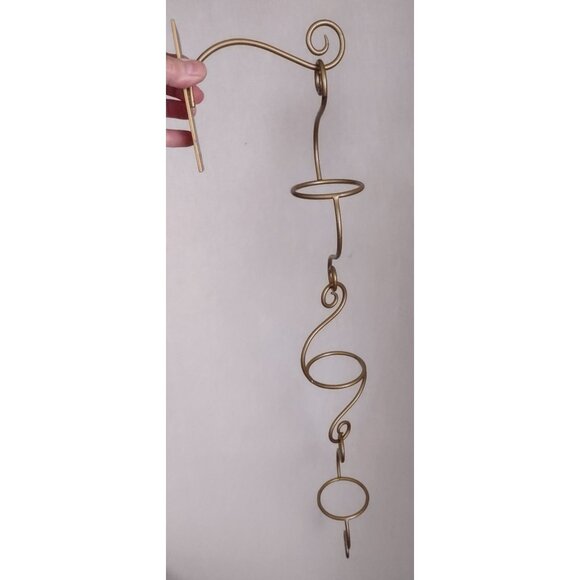 Gold Metal Wall Sconce 3 Candle Holder scroll hanging bracket 30" - Picture 3 of 15